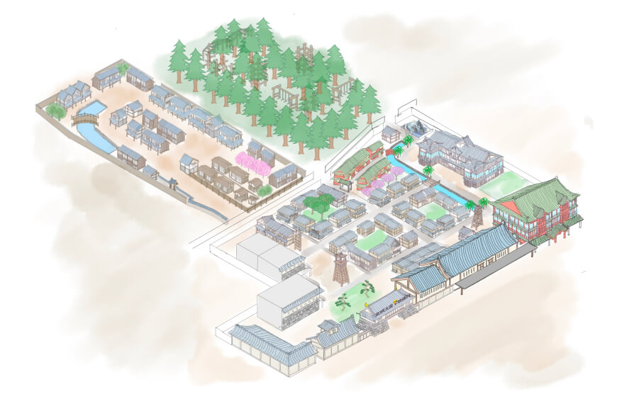 The first phase of the fully renovated UZUMASA KYOTO VILLAGE park area opens