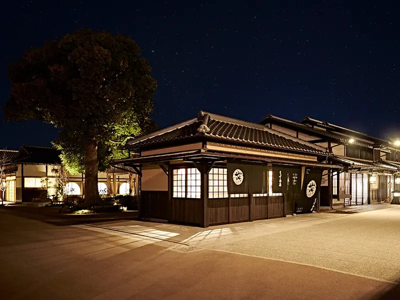 A photograph of Edo at night