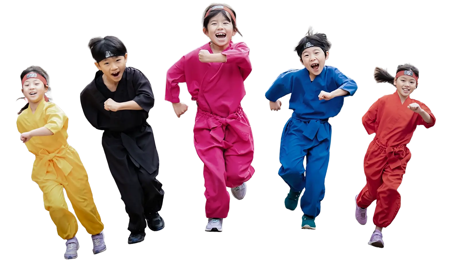 Photos of children dressed in ninja costumes