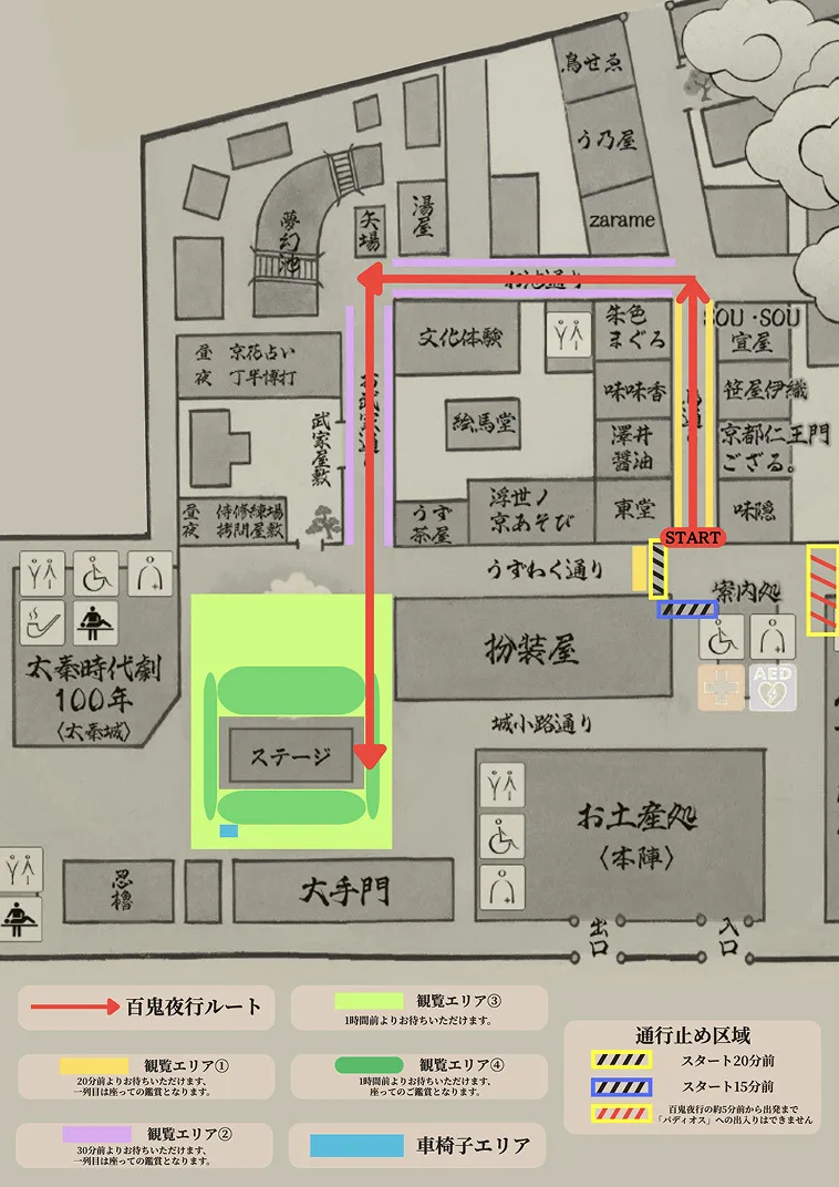 Route map of Hyakki Yakō